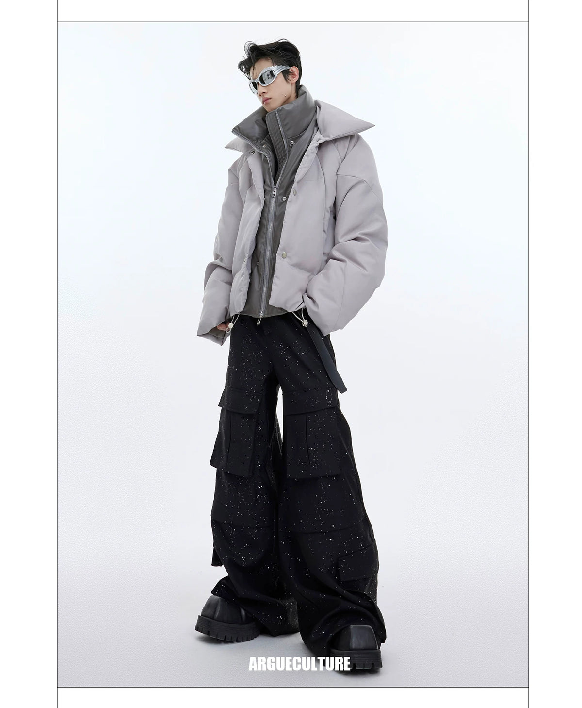 Liquid Sheen Layered Padded Jacket | Relaxed Fit - description image 8