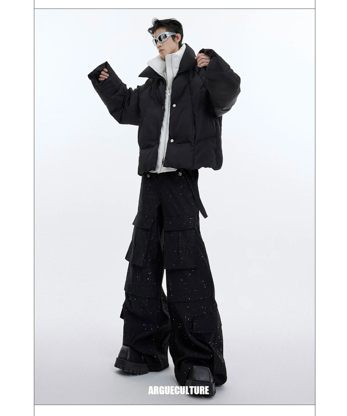 Liquid Sheen Layered Padded Jacket | Relaxed Fit - description image 17