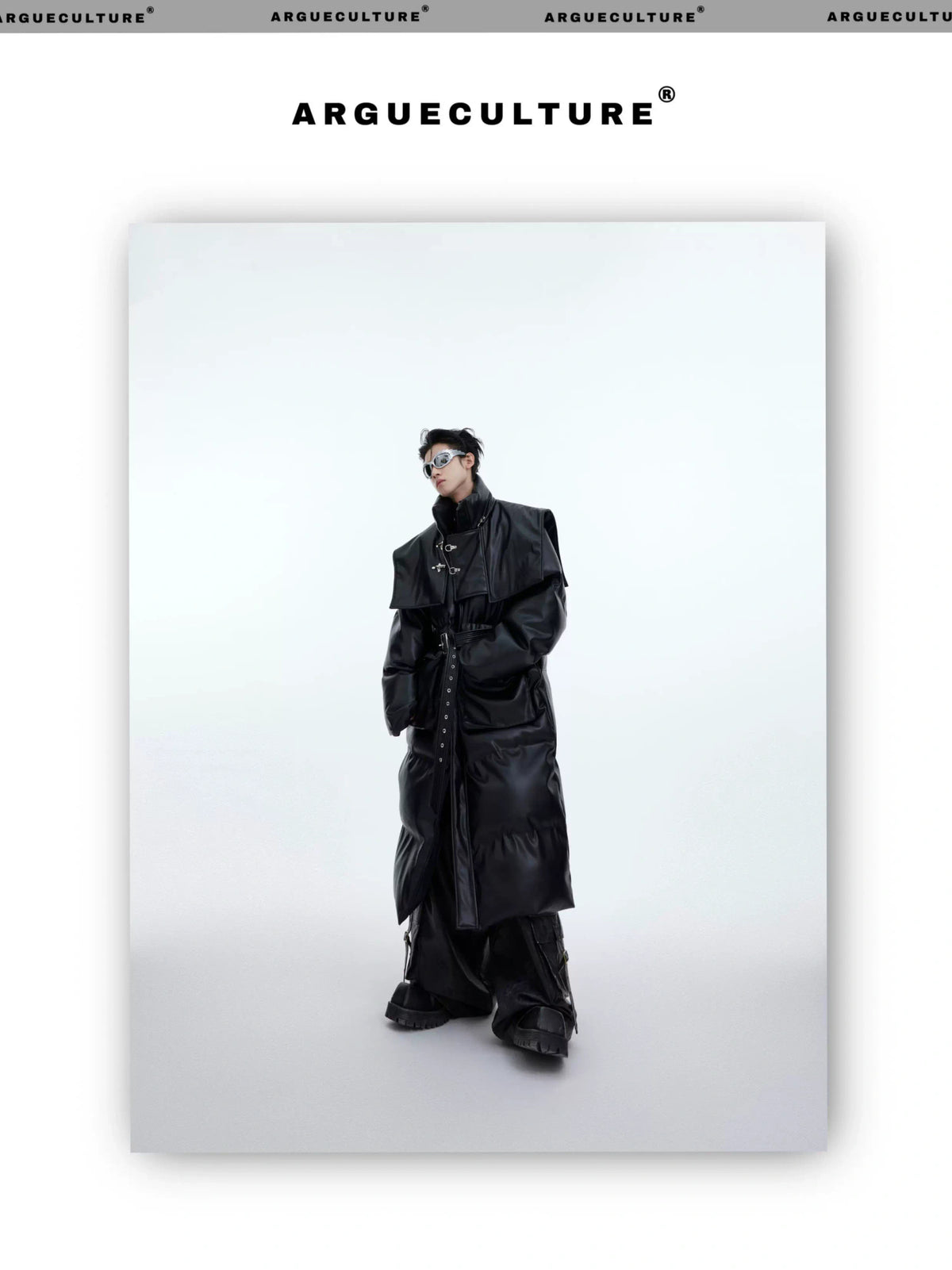 Deconstructed Long Hooded PU Padded Winter Coat - description image 6