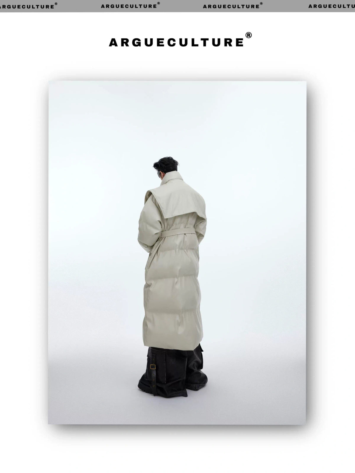 Deconstructed Long Hooded PU Padded Winter Coat - description image 8