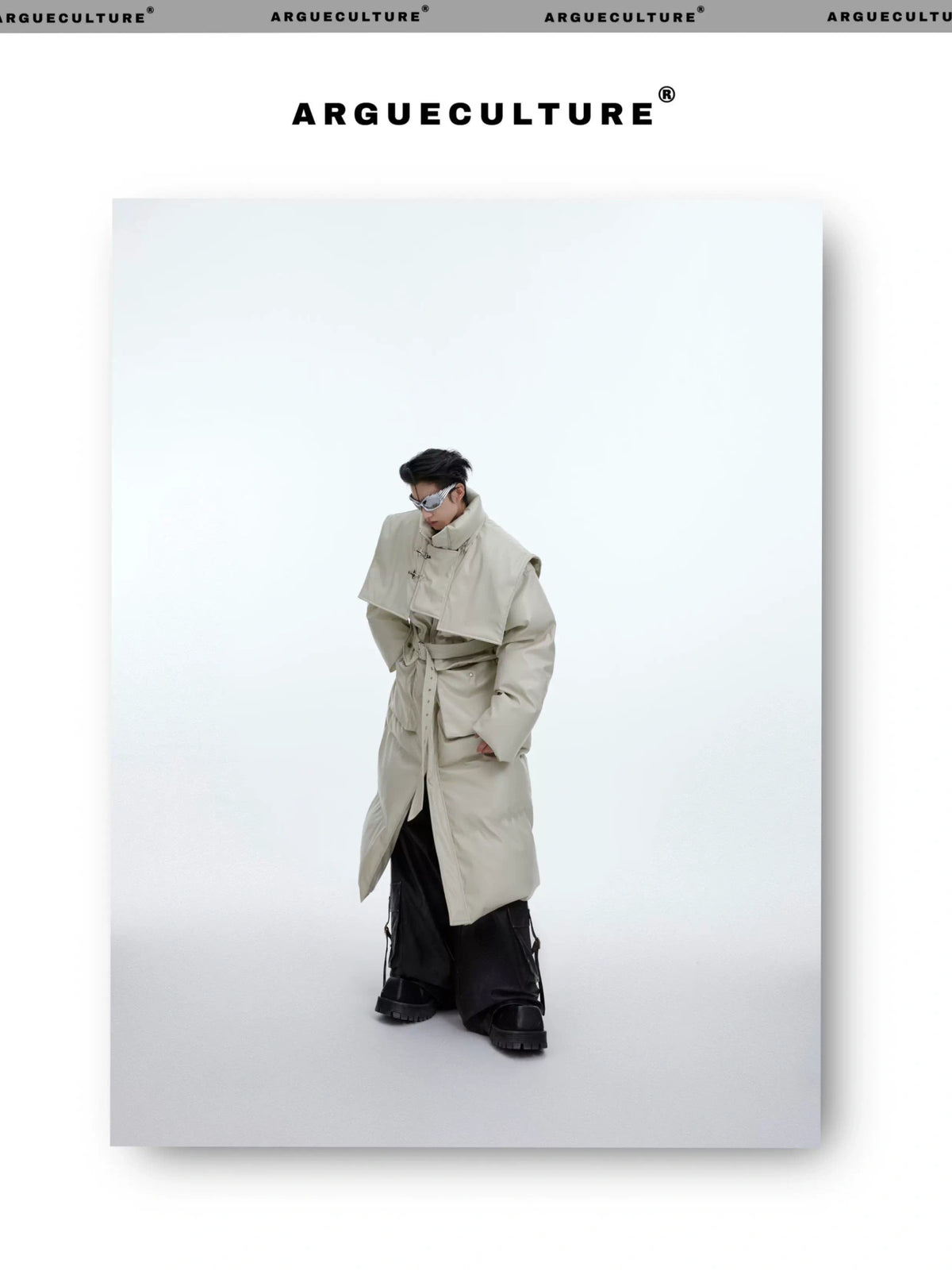 Deconstructed Long Hooded PU Padded Winter Coat - description image 9