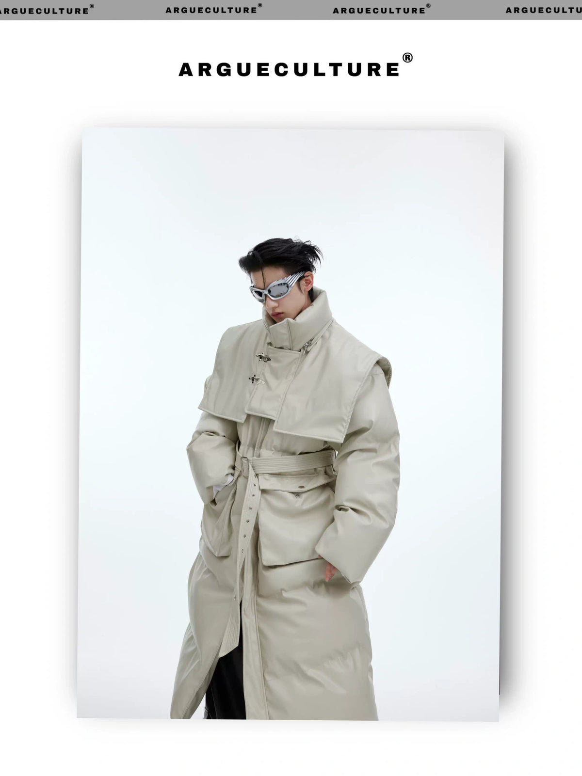 Deconstructed Long Hooded PU Padded Winter Coat - description image 14