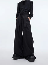 High-Waist Relaxed Utility Trousers | Unisex Streetwear - Black