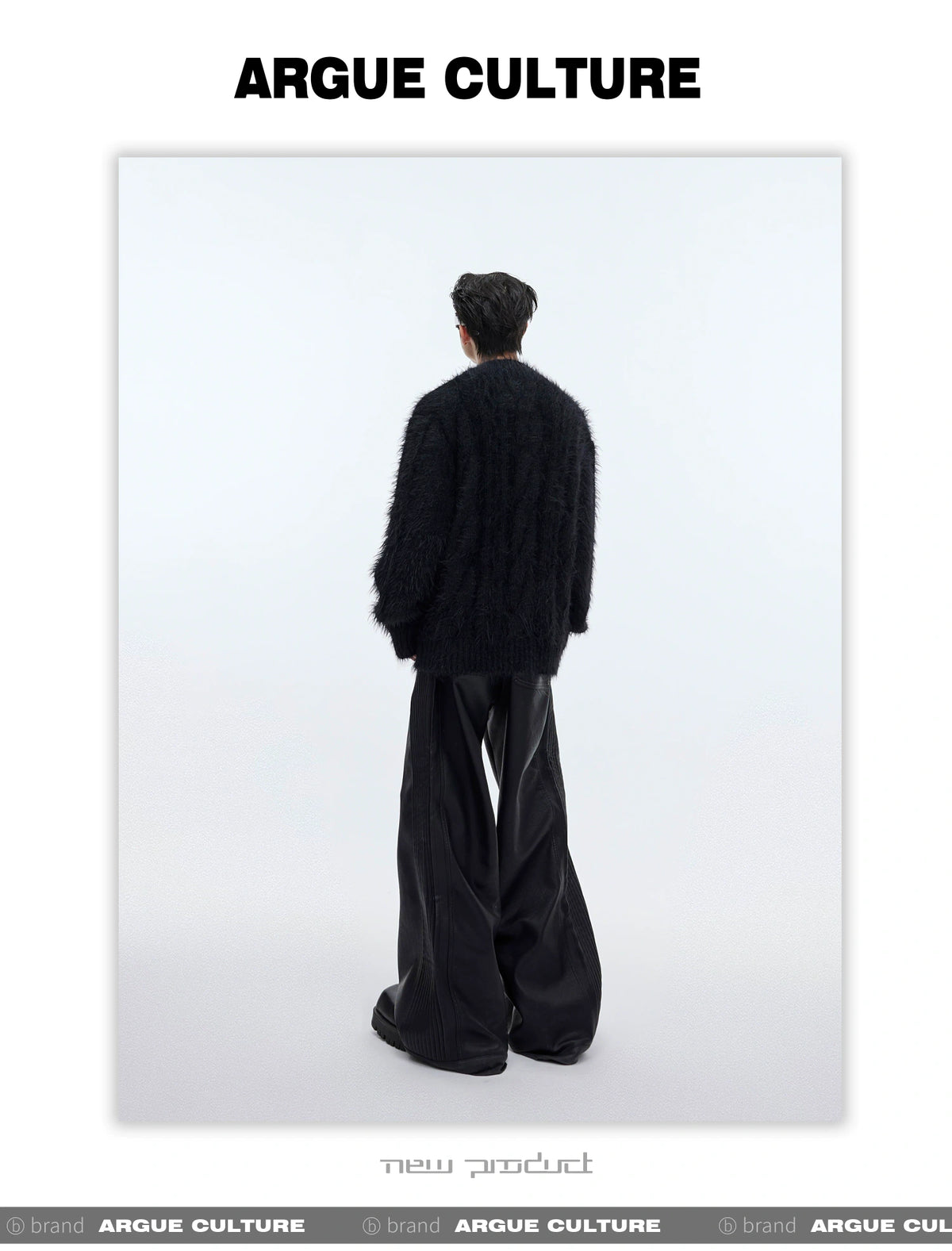 Relaxed V-Neck Knit Sweater in Cotton-Wool Blend - description image 6