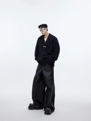 Relaxed V-Neck Knit Sweater in Cotton-Wool Blend - main image 5
