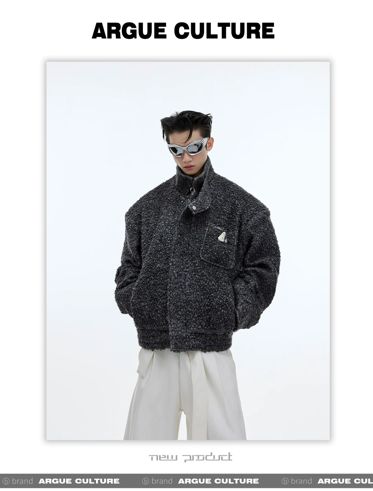 Textured Wool-Blend Cropped Jacket | Relaxed Fit - description image 2
