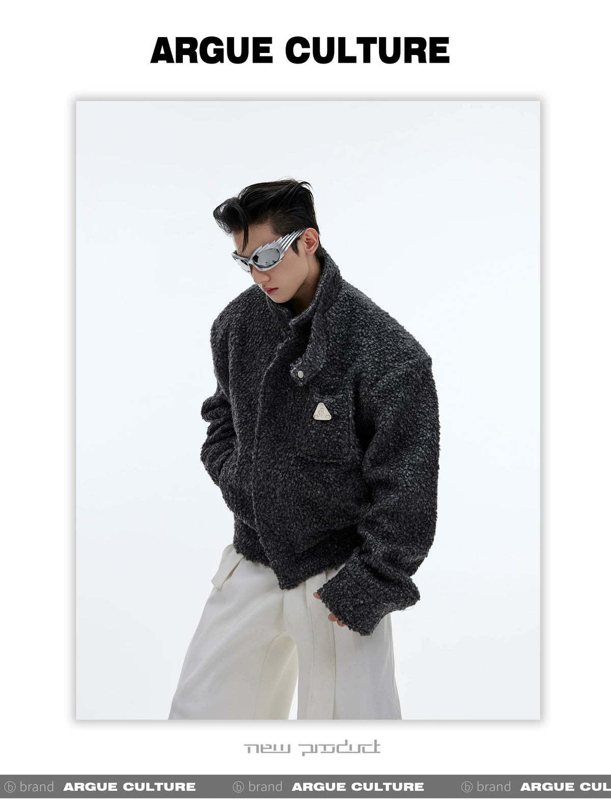 Textured Wool-Blend Cropped Jacket | Relaxed Fit - description image 5