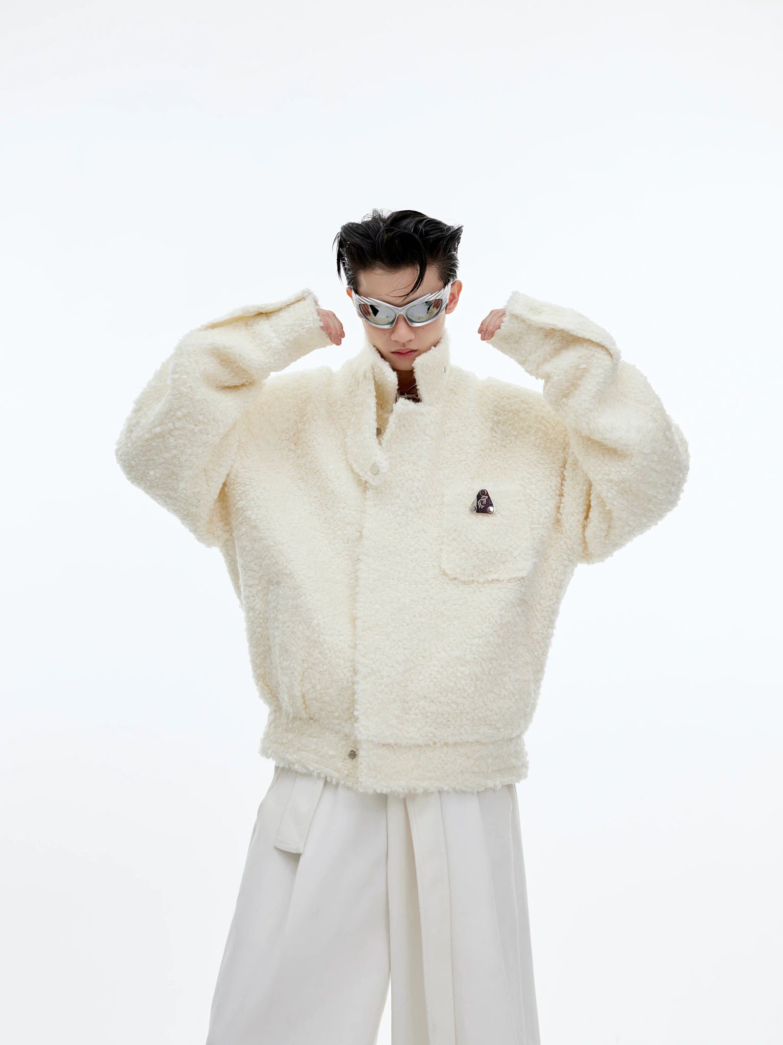 Textured Wool-Blend Cropped Jacket | Relaxed Fit - main image 2