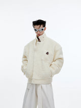 Textured Wool-Blend Cropped Jacket | Relaxed Fit - White
