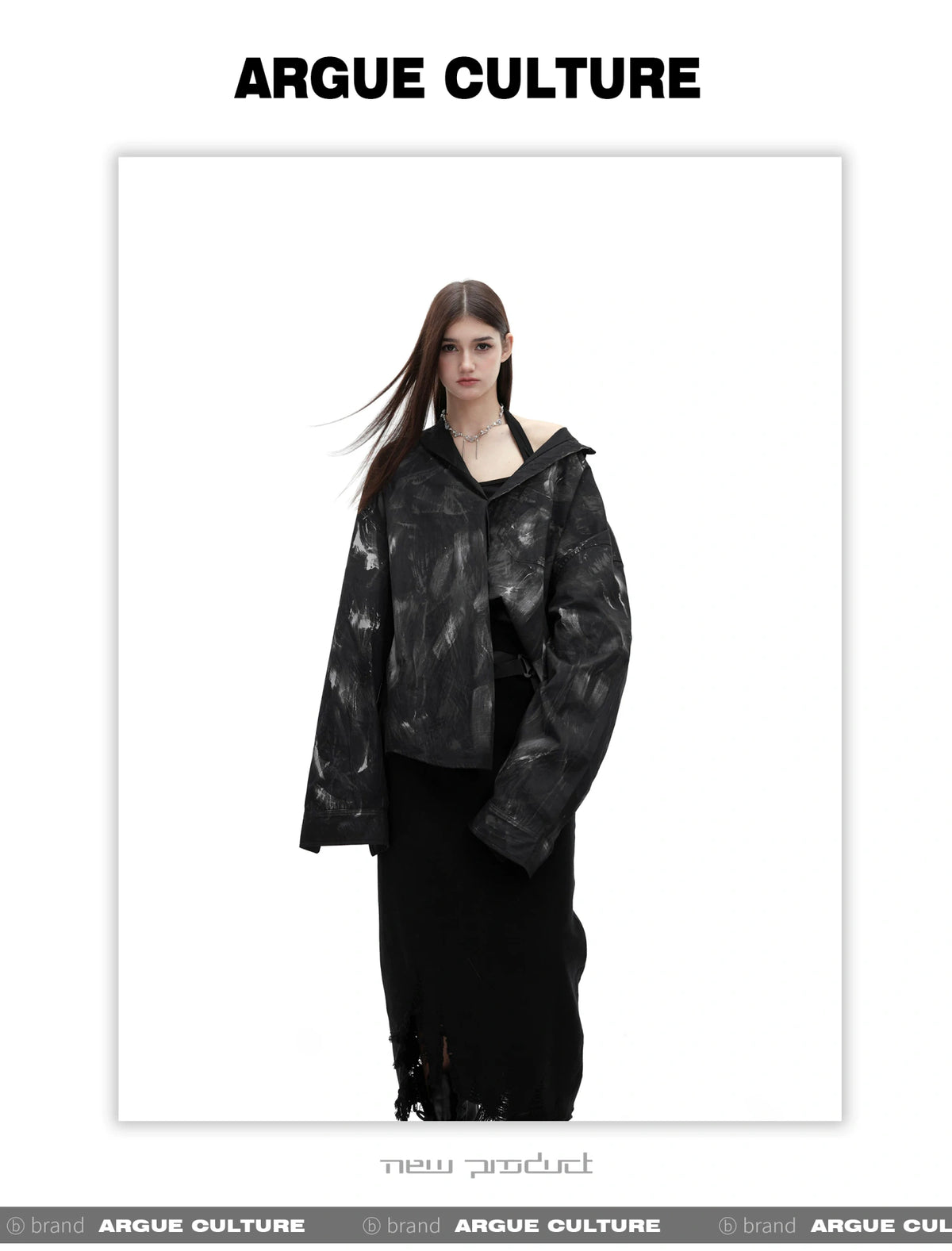 Relaxed Tie-Dye Shirt Jacket with Irregular Shape - description image 2
