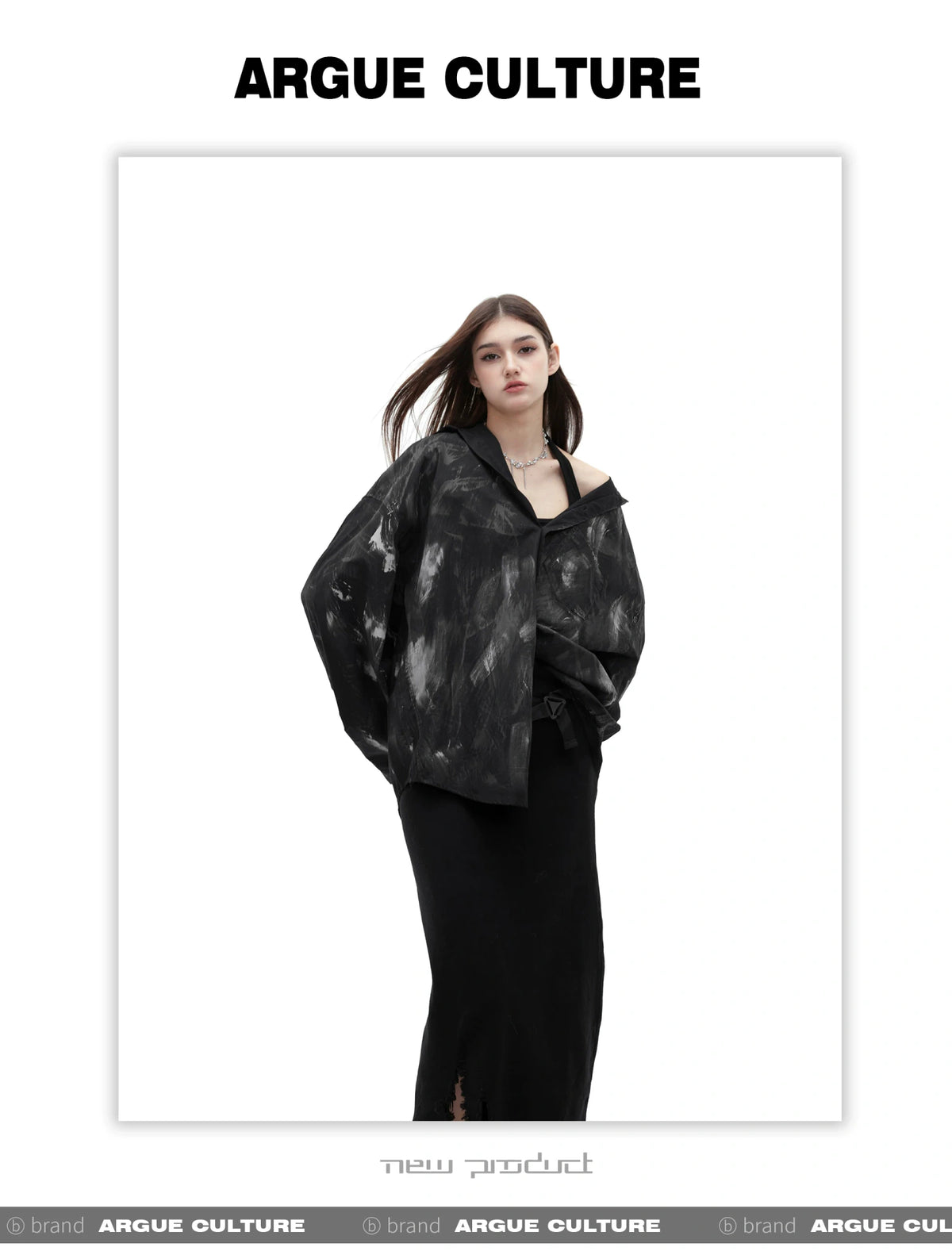 Relaxed Tie-Dye Shirt Jacket with Irregular Shape - description image 3