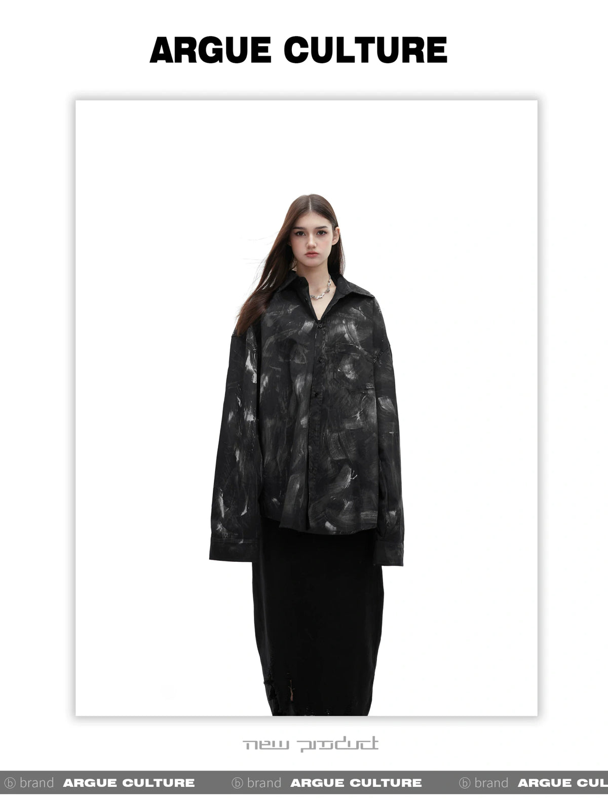 Relaxed Tie-Dye Shirt Jacket with Irregular Shape - description image 4