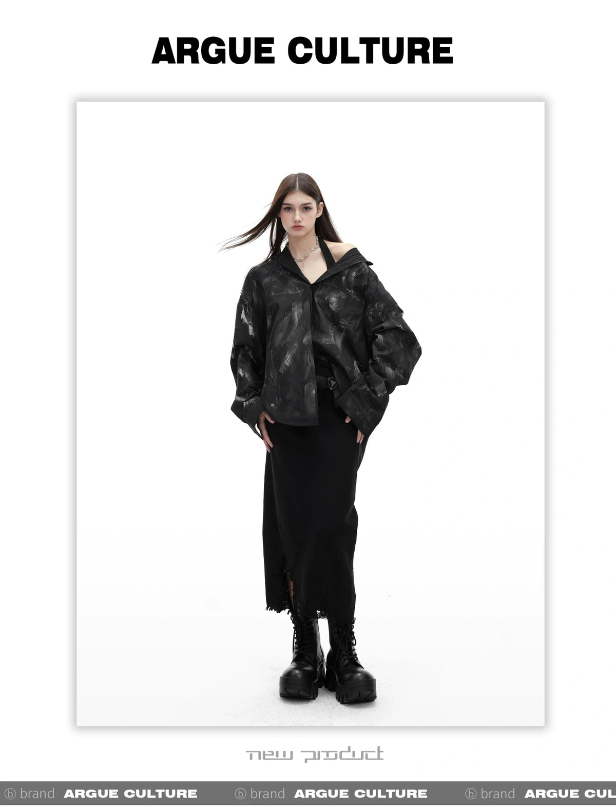 Relaxed Tie-Dye Shirt Jacket with Irregular Shape - description image 5