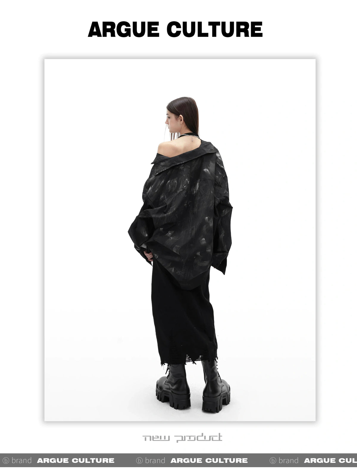 Relaxed Tie-Dye Shirt Jacket with Irregular Shape - description image 8