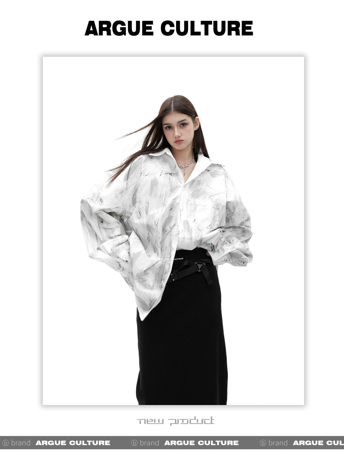 Relaxed Tie-Dye Shirt Jacket with Irregular Shape - description image 10