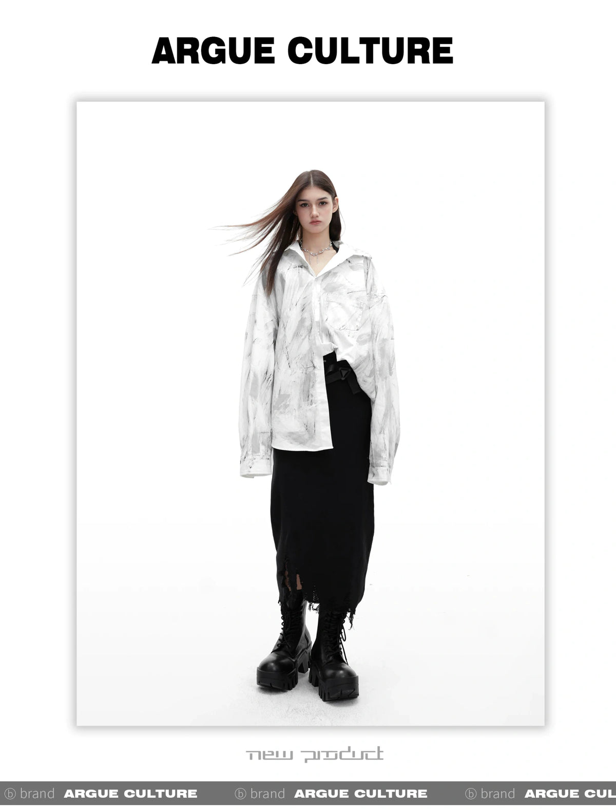 Relaxed Tie-Dye Shirt Jacket with Irregular Shape - description image 11