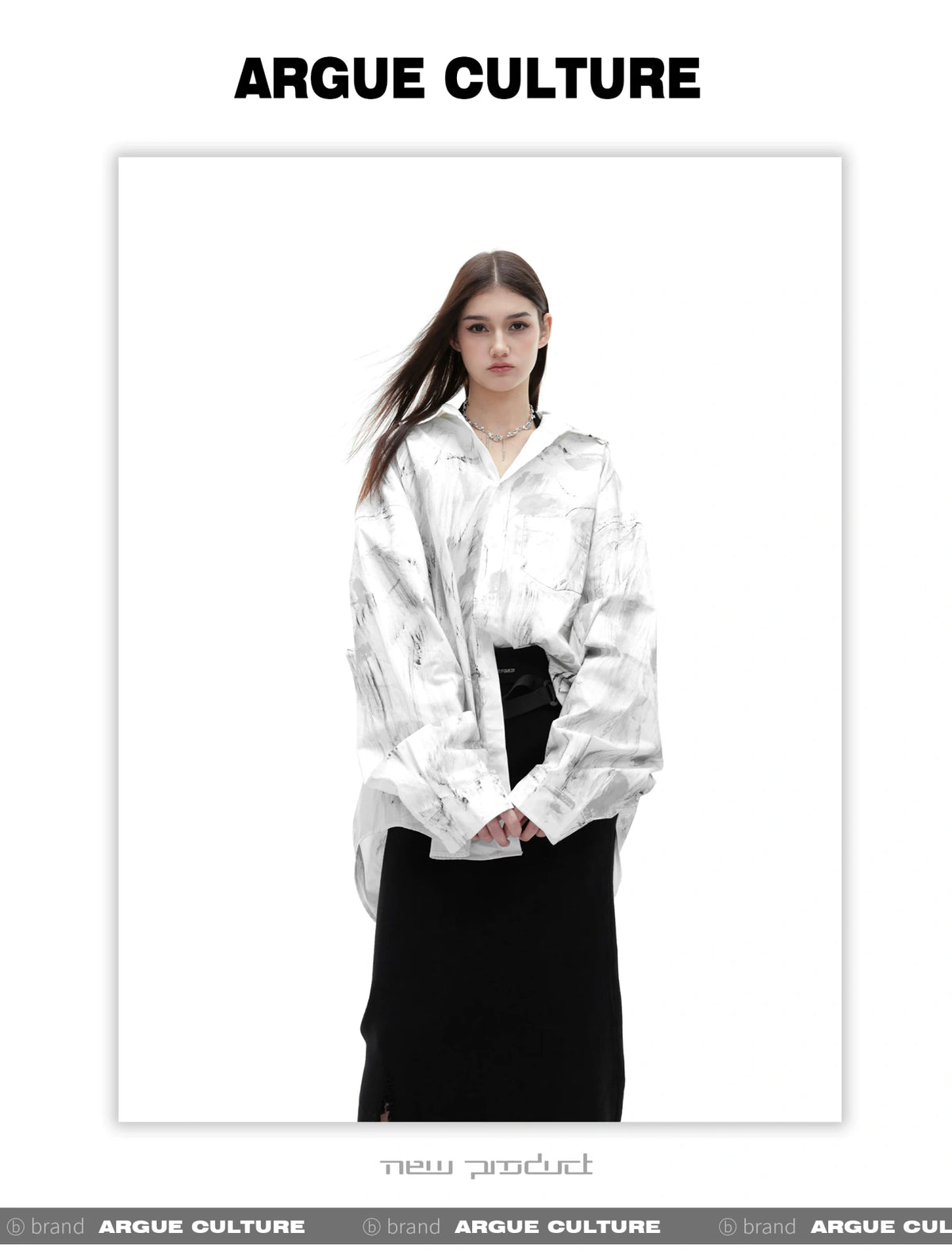 Relaxed Tie-Dye Shirt Jacket with Irregular Shape - description image 12