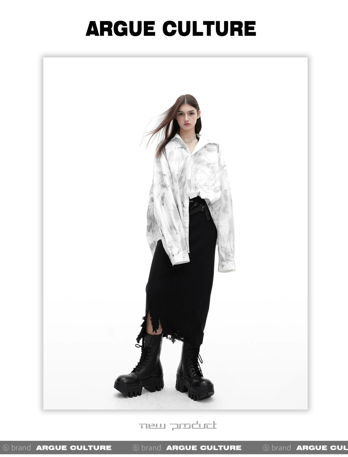 Relaxed Tie-Dye Shirt Jacket with Irregular Shape - description image 13