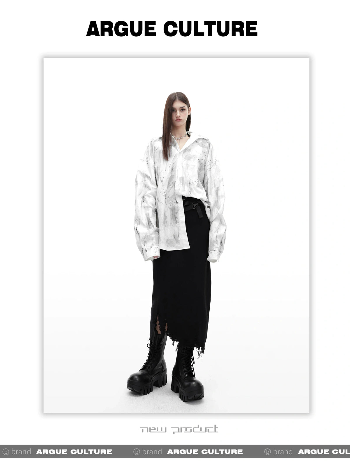 Relaxed Tie-Dye Shirt Jacket with Irregular Shape - description image 14