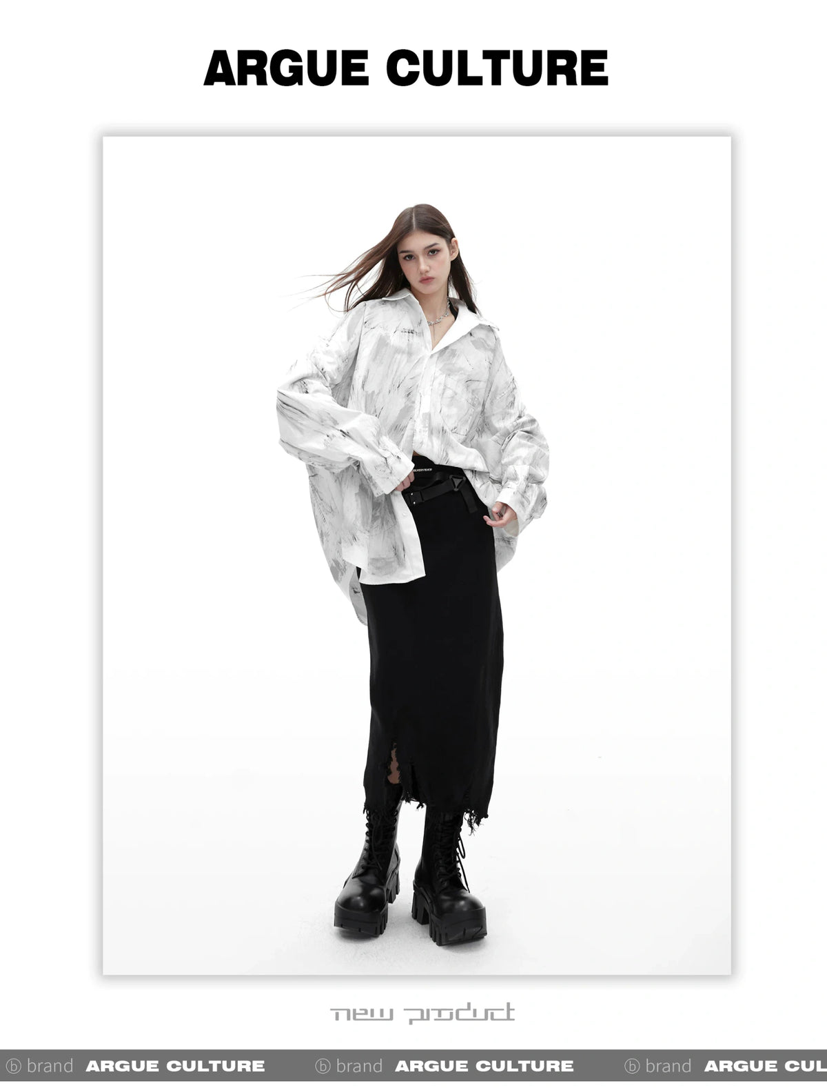 Relaxed Tie-Dye Shirt Jacket with Irregular Shape - description image 15