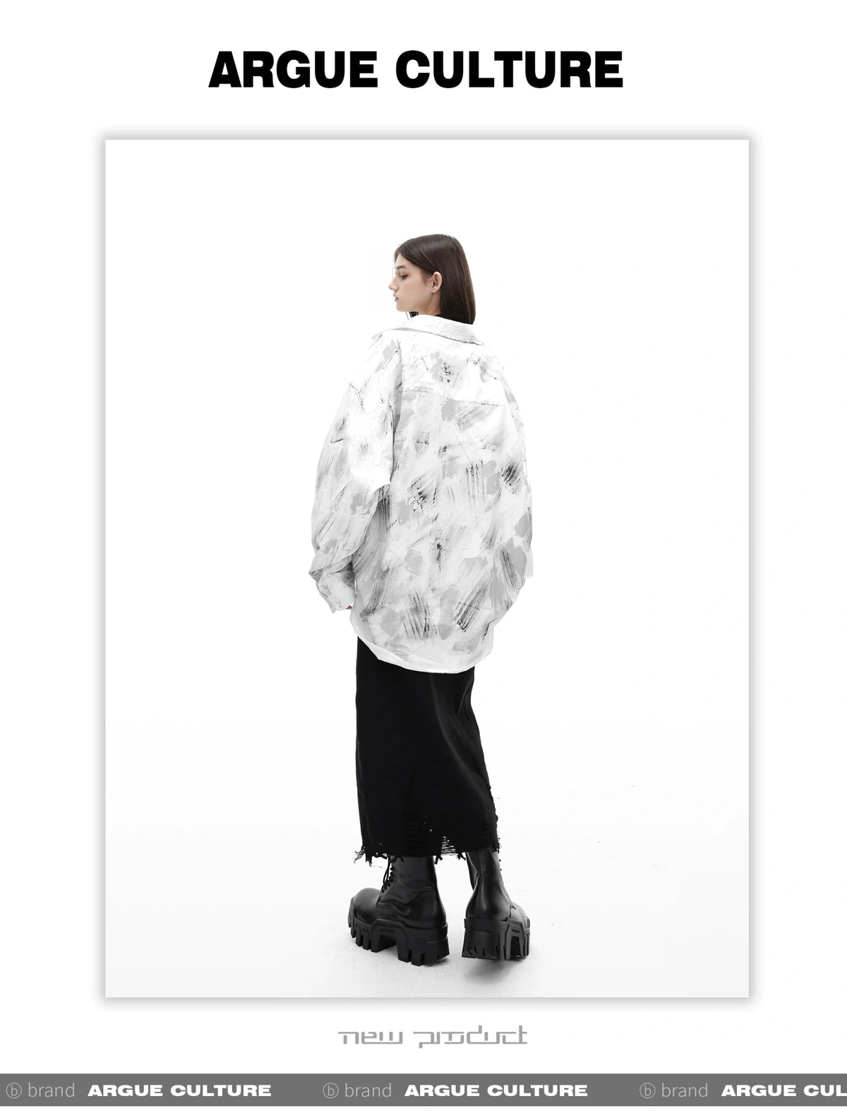 Relaxed Tie-Dye Shirt Jacket with Irregular Shape - description image 16