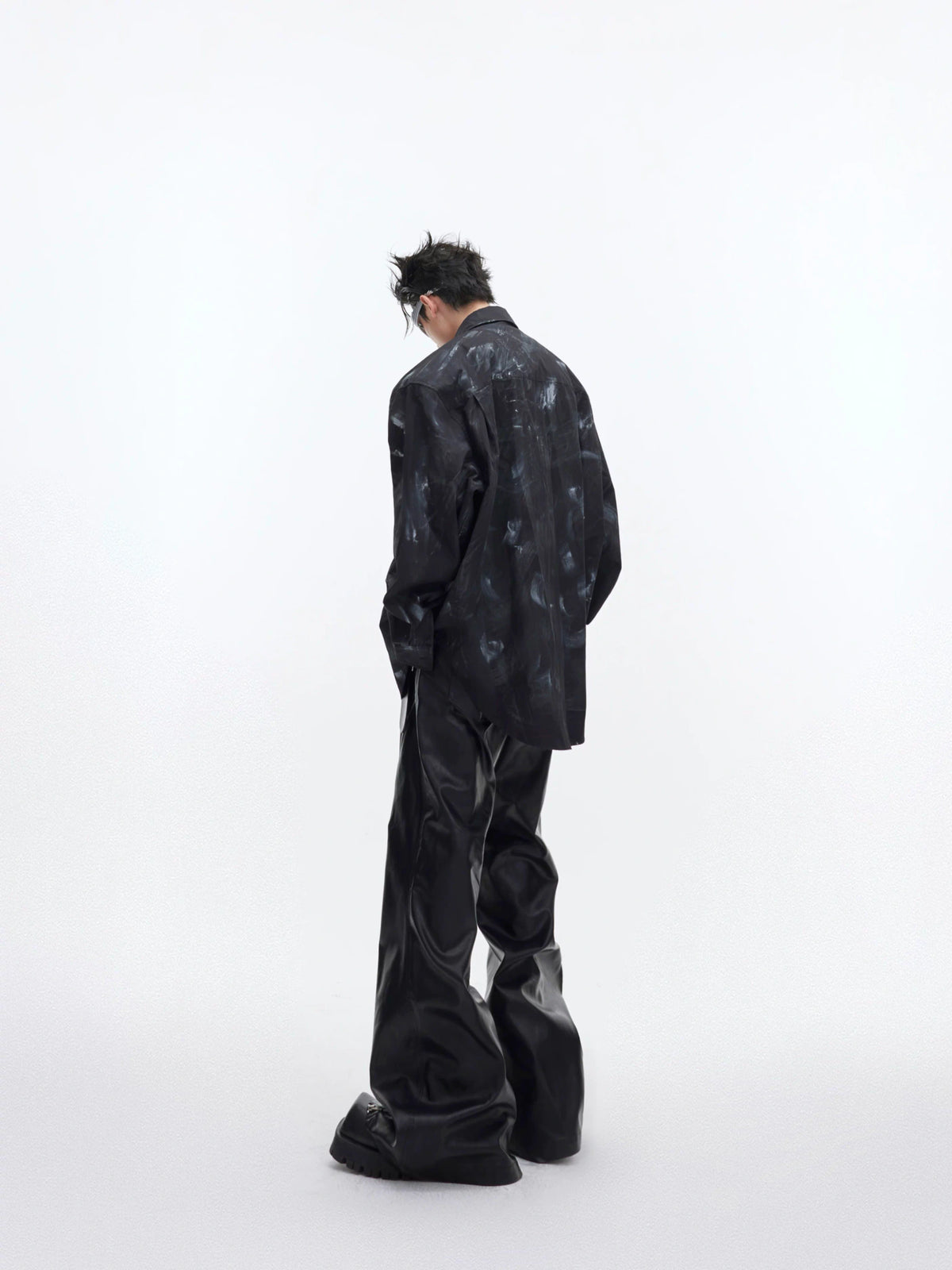 Relaxed Tie-Dye Shirt Jacket with Irregular Shape - main image 4