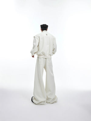 Deconstructed V-Neck Sweatshirt with Metal Accent - main image 3