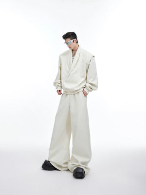 Deconstructed V-Neck Sweatshirt with Metal Accent - main image 5