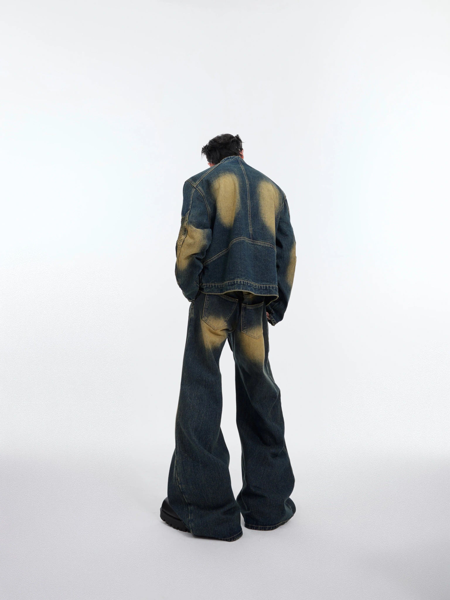 Deconstructed Washed Denim Jacket | Avant-Garde Style - main image 3