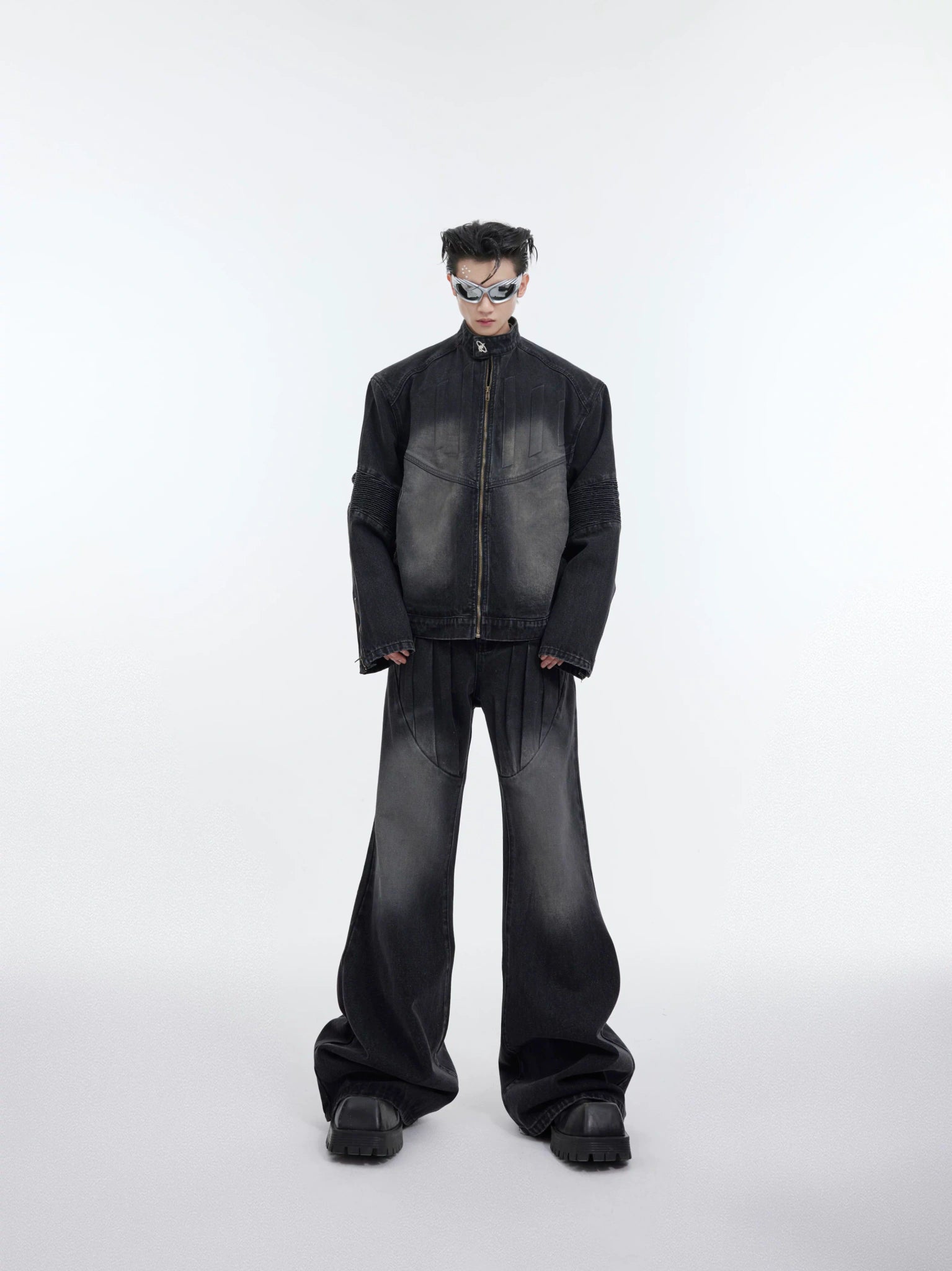 Deconstructed Washed Denim Jacket | Avant-Garde Style - main image 4