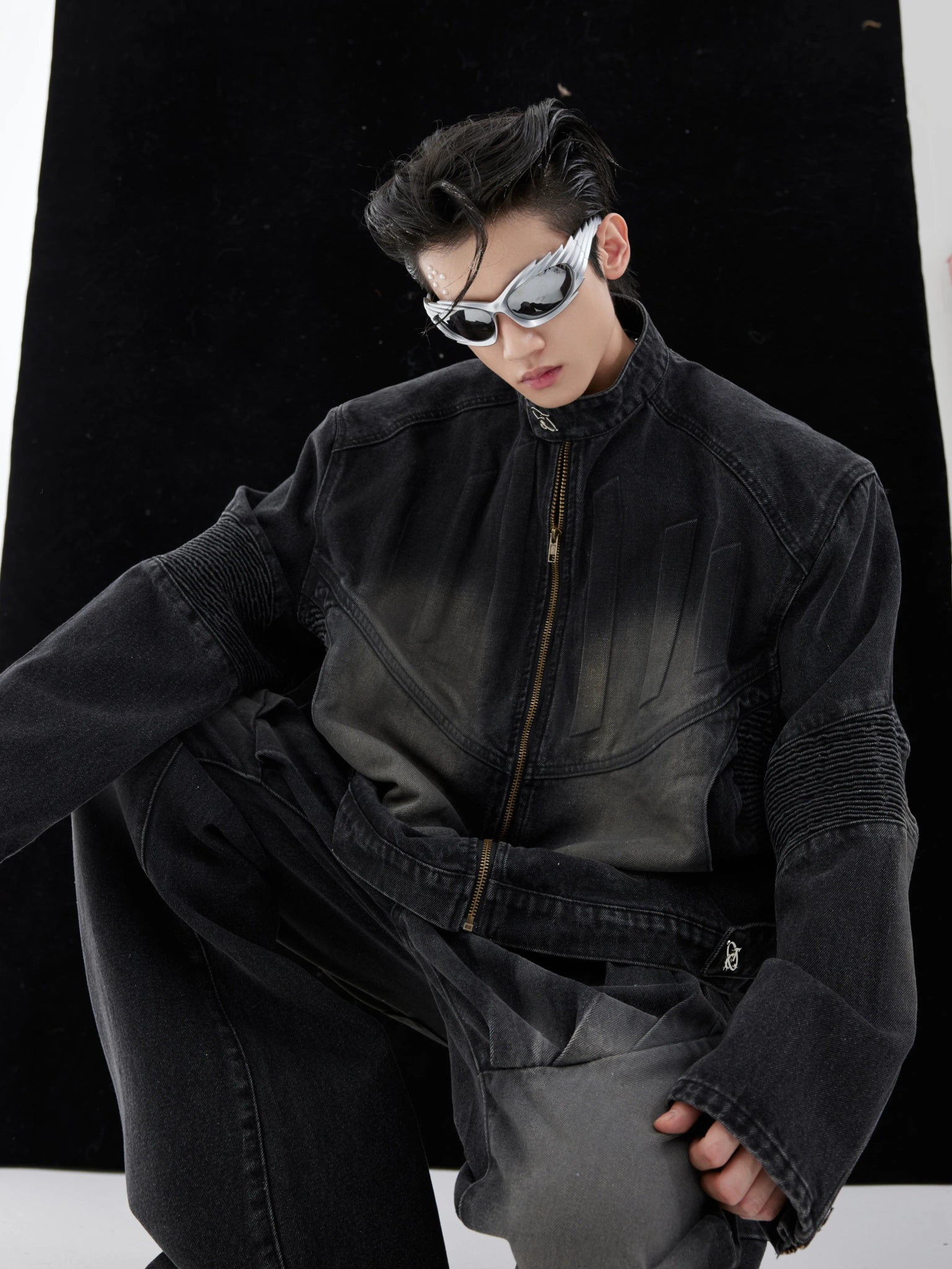 Deconstructed Washed Denim Jacket | Avant-Garde Style - Washed Black Jacket