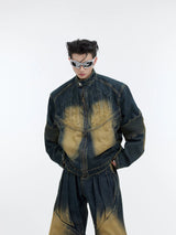 Deconstructed Washed Denim Jacket | Avant-Garde Style - Washed Blue Jacket