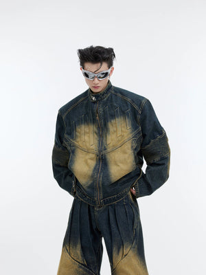 Deconstructed Washed Denim Jacket | Avant-Garde Style - Washed Blue Jacket