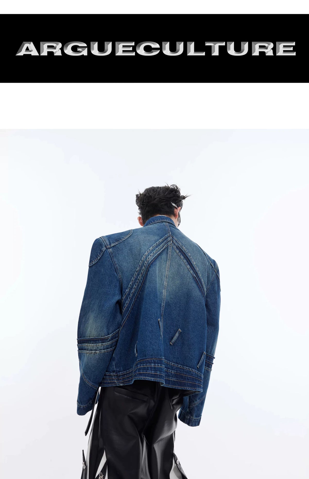Oversized Deconstructed Washed Denim Jacket | Metal Trim - description image 5