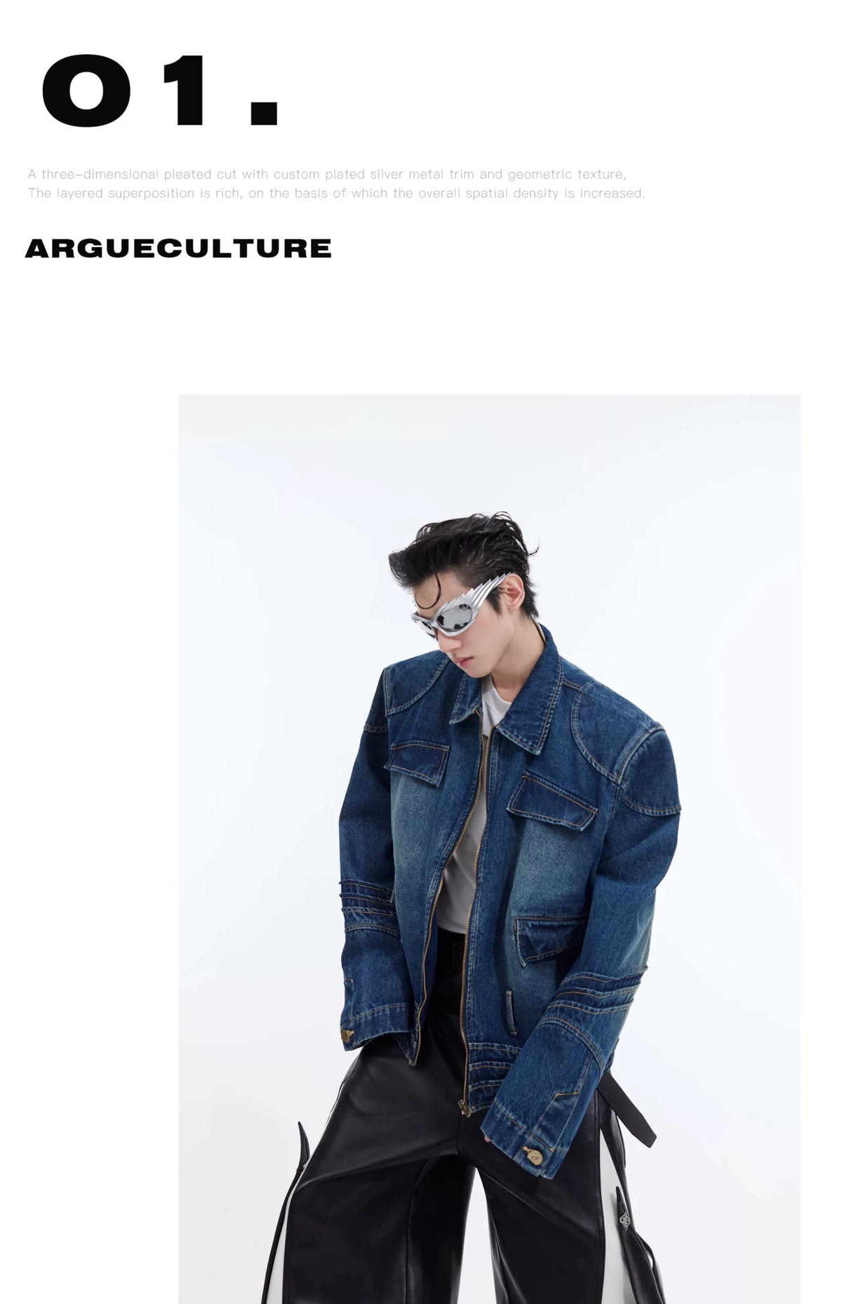 Oversized Deconstructed Washed Denim Jacket | Metal Trim - description image 7