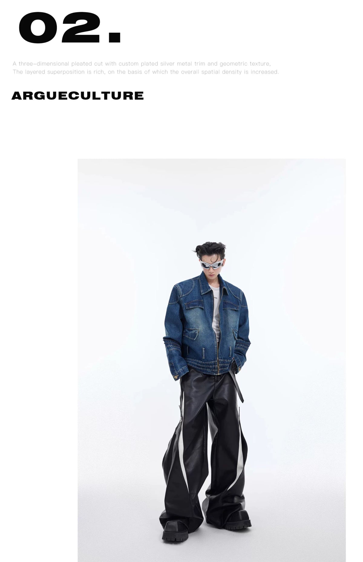 Oversized Deconstructed Washed Denim Jacket | Metal Trim - description image 11