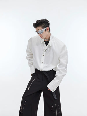 Liquid-Light Oversized Shoulder-Pad Shirt - main image 4