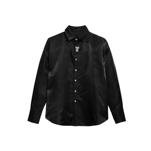 Liquid-Light Oversized Shoulder-Pad Shirt - Black