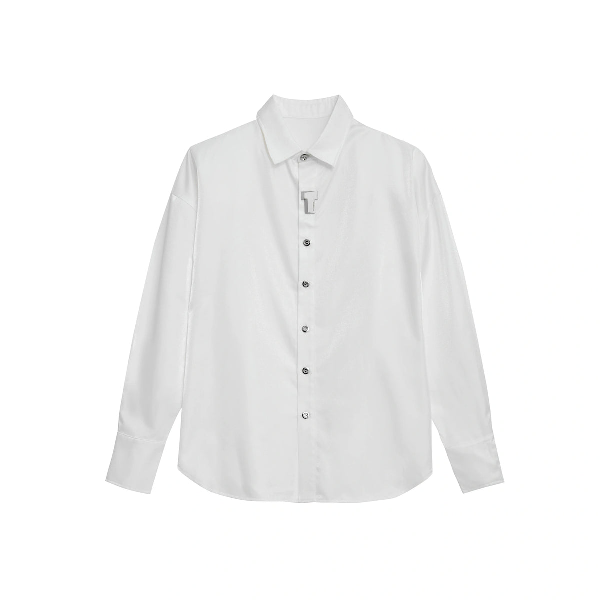Liquid-Light Oversized Shoulder-Pad Shirt - White
