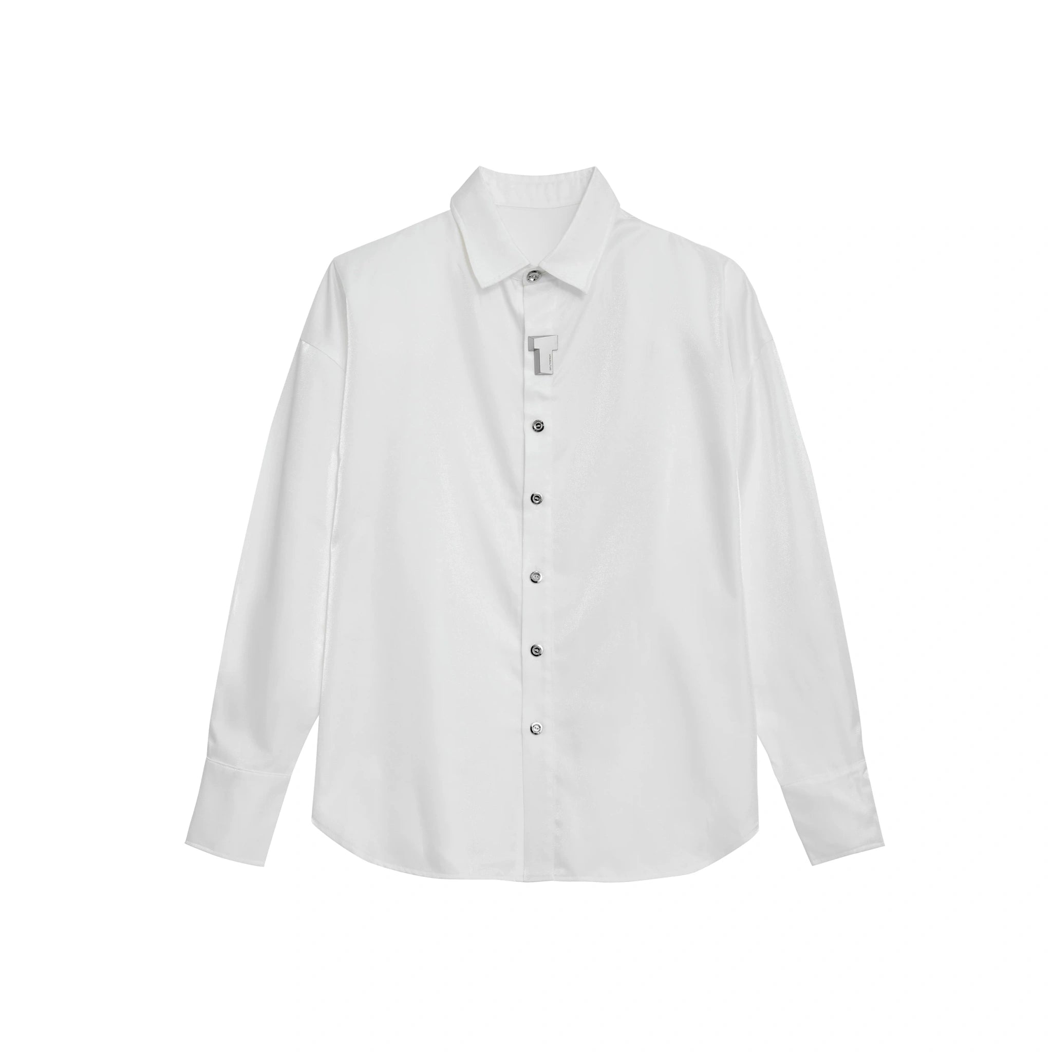 Liquid-Light Oversized Shoulder-Pad Shirt - White