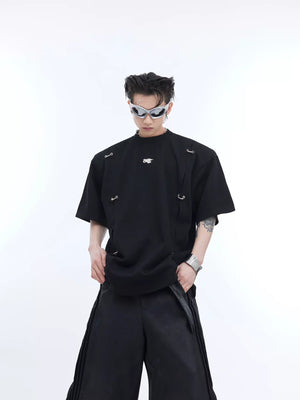 Deconstructed Metal Accent Oversized T-Shirt | Unisex - main image 3
