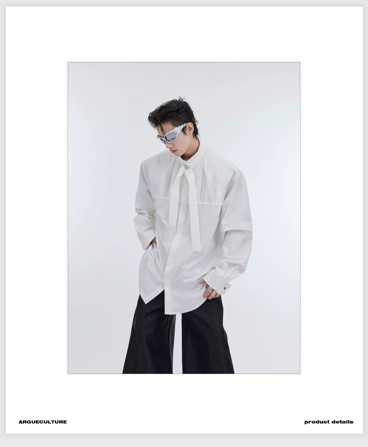 Pleated Ribbon Oversized Shirt | Avant-Garde Streetwear - description image 3