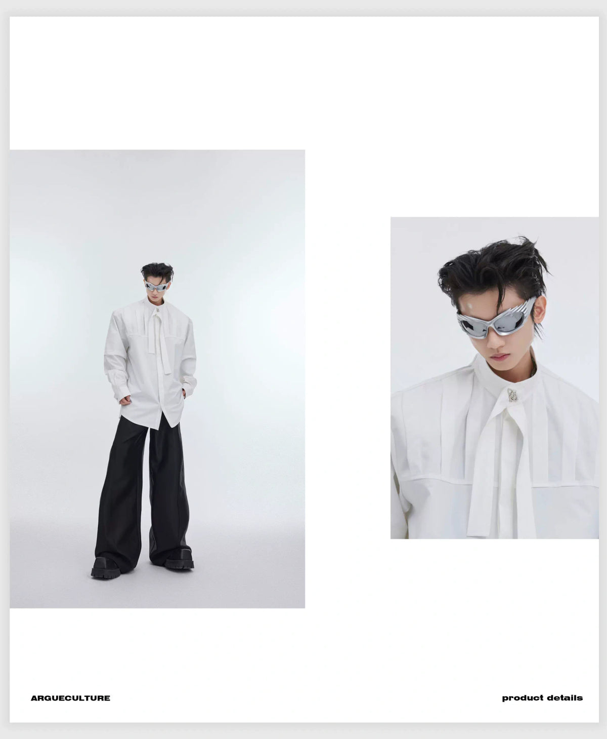 Pleated Ribbon Oversized Shirt | Avant-Garde Streetwear - description image 4