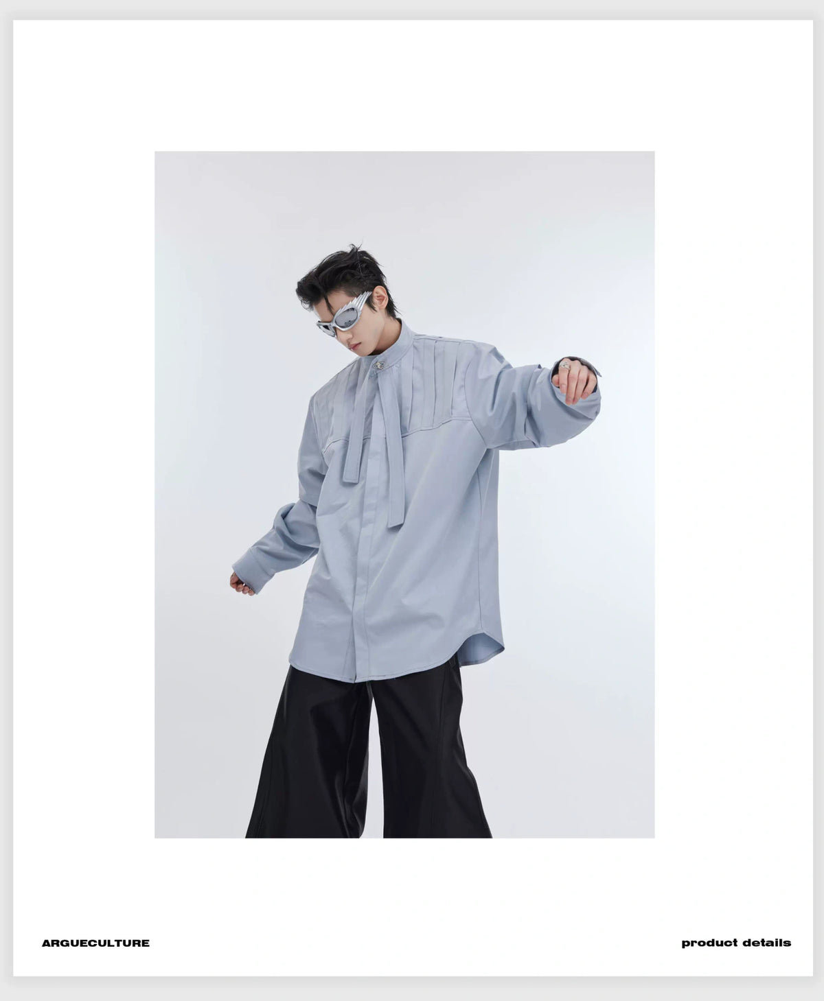 Pleated Ribbon Oversized Shirt | Avant-Garde Streetwear - description image 5