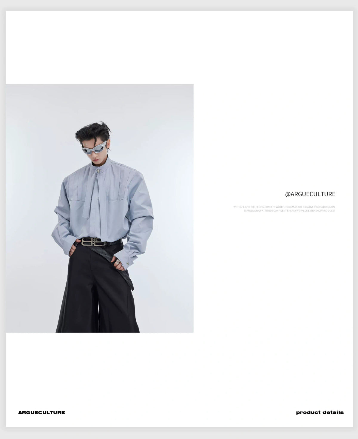 Pleated Ribbon Oversized Shirt | Avant-Garde Streetwear - description image 6