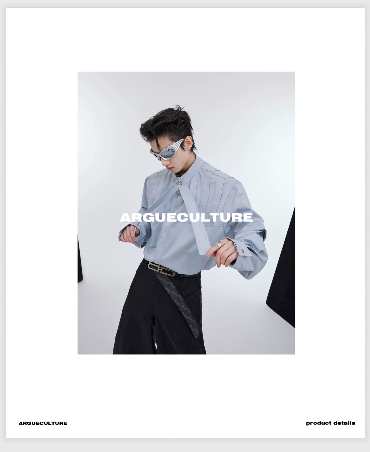 Pleated Ribbon Oversized Shirt | Avant-Garde Streetwear - description image 7