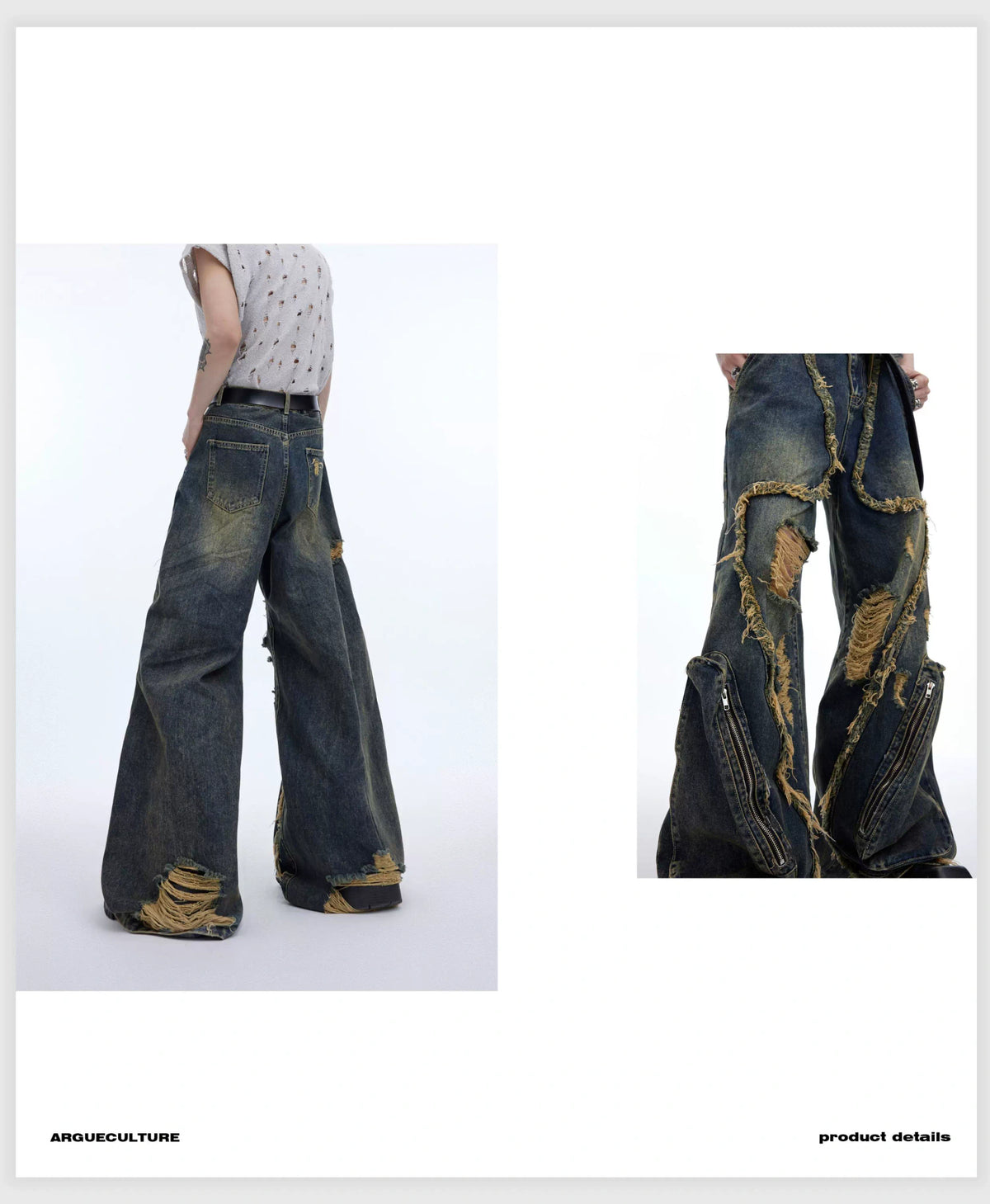 Distressed Fringe Straight-Leg Jeans | Washed Denim - description image 4