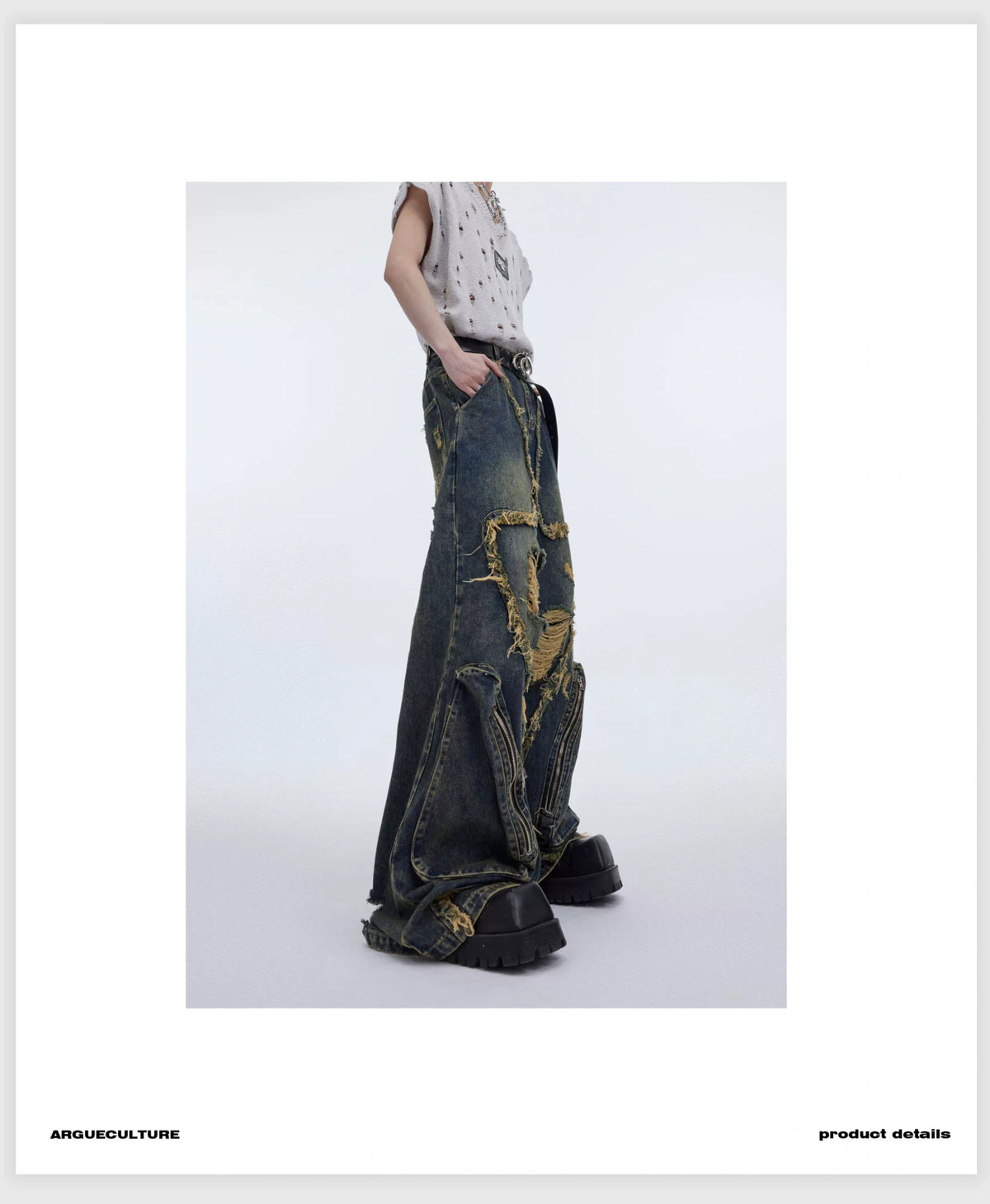 Distressed Fringe Straight-Leg Jeans | Washed Denim - description image 5
