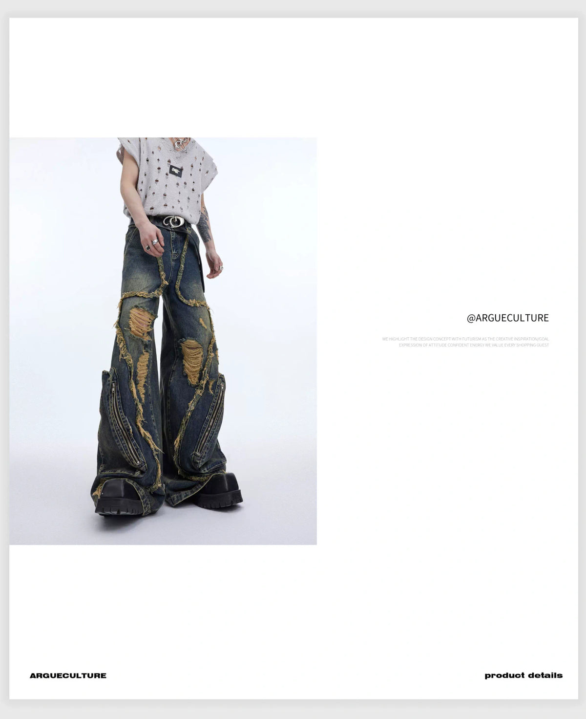 Distressed Fringe Straight-Leg Jeans | Washed Denim - description image 6