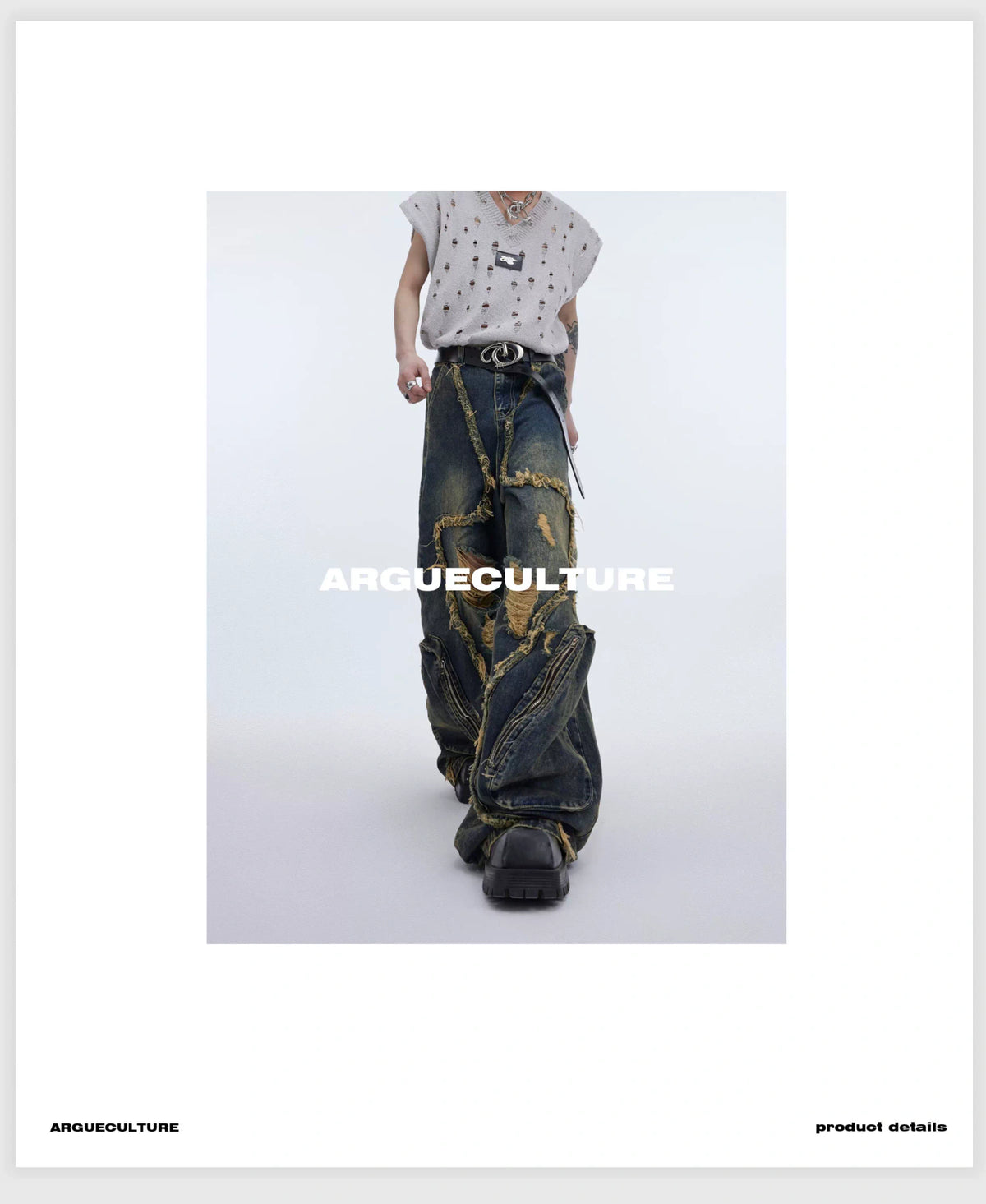 Distressed Fringe Straight-Leg Jeans | Washed Denim - description image 7